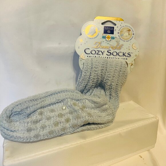 Earth Therapeutics Shea Butter Moisture Dream Silk Cozy Socks-Baby Blue-Fits Mos - Picture 2 of 12